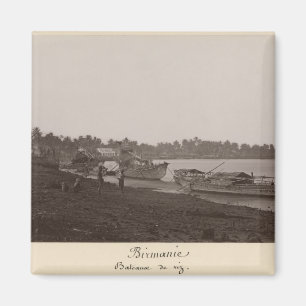 Schiffe mit Reis auf dem Fluss Thanlwin Magnet