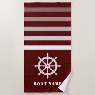 Schiffe Rad Helm Ihr Boot Name Marine Red Strandtuch