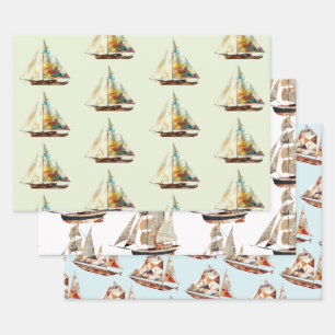 Schiffe und Boote Geschenkpapier Set