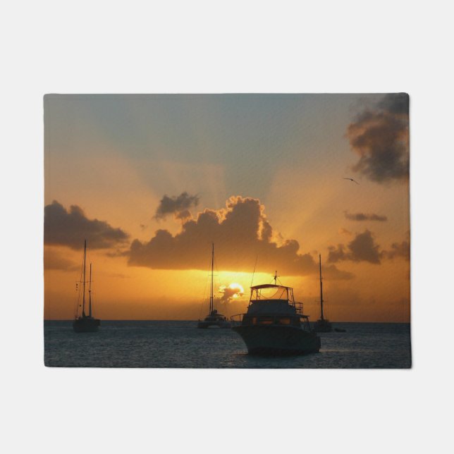 Schiffe und Sonnenuntergang tropische Seascape Fußmatte (Vorderseite)