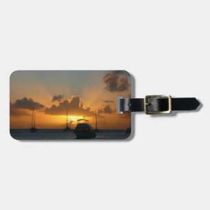 Schiffe und Sonnenuntergang tropische Seascape Gepäckanhänger