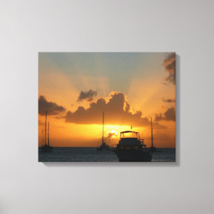 Schiffe und Sonnenuntergang tropische Seascape Leinwanddruck