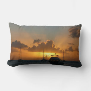 Schiffe und Sonnenuntergang tropische Seascape Lendenkissen