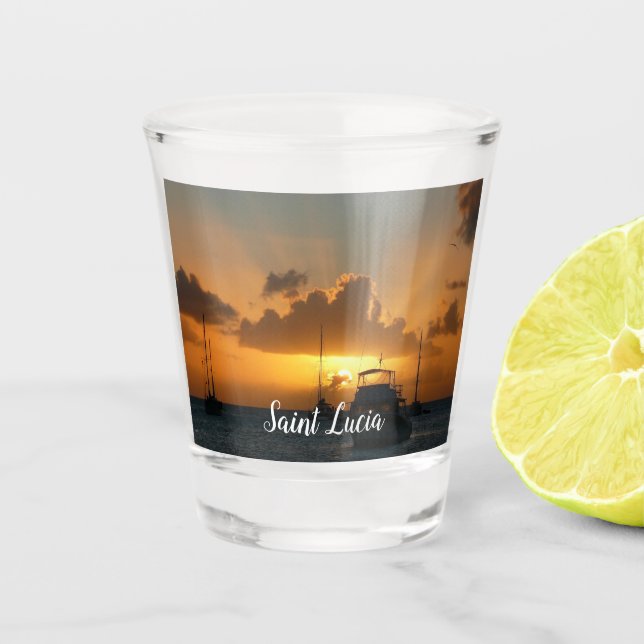 Schiffe und Sonnenuntergang tropische Seascape Schnapsglas (Vorderseite)