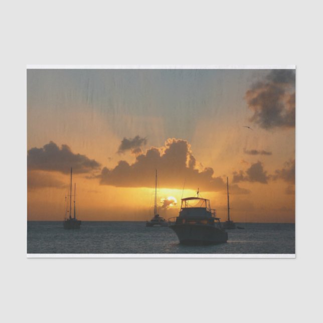 Schiffe und Sonnenuntergang tropische Seascape Seidenpapier (Vorderseite)