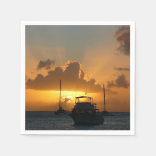 Schiffe und Sonnenuntergang tropische Seascape Serviette