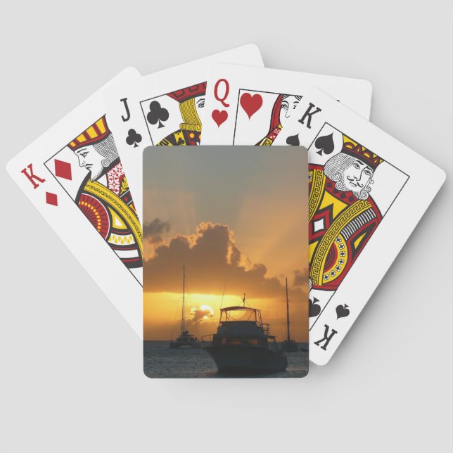 Schiffe und Sonnenuntergang tropische Seascape Spielkarten (Rückseite)