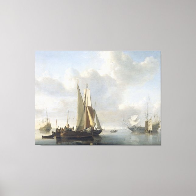 Schiffe vor der Küste, Willem van de Velde (II), Leinwanddruck (Vorderseite)