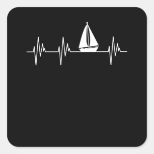 Schifffahrt Heartbeat Schiff Sailor Cruise Lover G Quadratischer Aufkleber