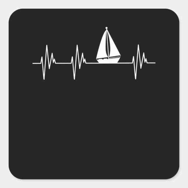 Schifffahrt Heartbeat Schiff Sailor Cruise Lover G Quadratischer Aufkleber (Vorderseite)