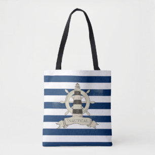 Schifffahrt,Steuerrad,Blau-Weiß-Gestreift Tasche