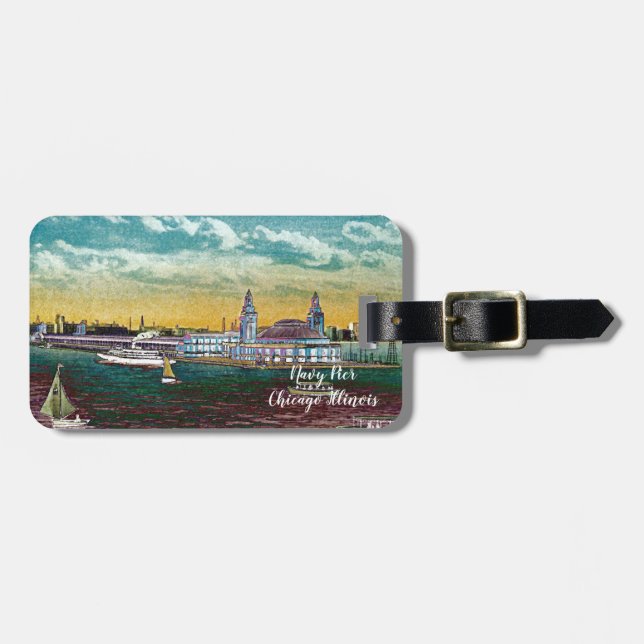 Schifffahrt Vom Chicago See 1920er Jahre Wasserfar Gepäckanhänger (Vorderseite horizontal)