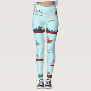Schiffs-Muster-Leggings im maritimen Stil Leggings