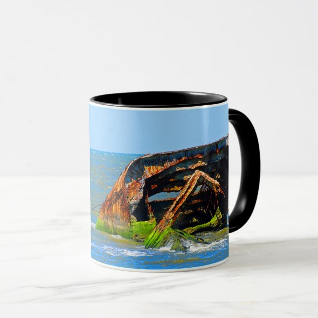 Schiffsabsturz Abstrakte Blaue Tasse (VorderseiteRechts)