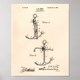 Schiffsanker 1902 Patent Art Old Peper Poster