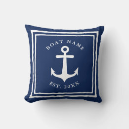 Schiffsanker Name des Schiffes Navy Blue Nautical Kissen