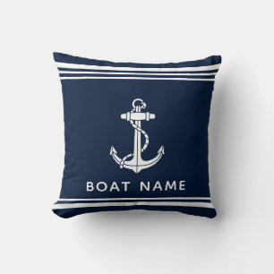 Schiffsanker-Name-Kreuzfahrt Navy Blau Nautilus Ma Kissen