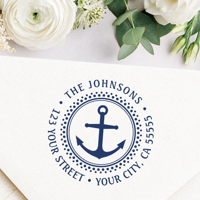Schiffsanker-Rücksendeadresse Permastempel (Nautical anchor return address self-inking stamp)