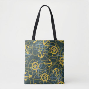 Schiffsanker-Ruder und Seil mit Rose Tasche