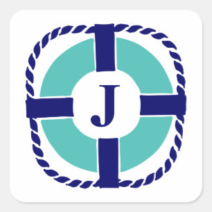 Schiffseigner Mit Monogramm Lebensraum Quadratischer Aufkleber
