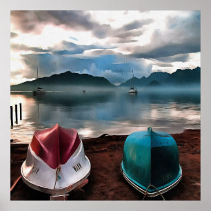 Schiffshügel und Marmaris Winter Seascape Poster