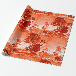 SCHIFFSKAMPF IN ROT GESCHENKPAPIER