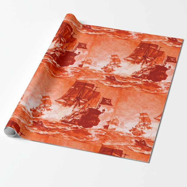 SCHIFFSKAMPF IN ROT GESCHENKPAPIER (Ungerollt)