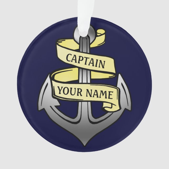 Schiffskapitän Anchor für Ihren Namen individuell  Ornament (Vorderseite)