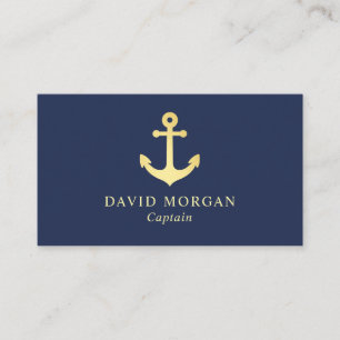 Schiffskapitän Anchor Logo Navy und Gold Visitenkarte