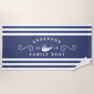 Schiffskapitän für das Schiff von Navy Blue Nautic Strandtuch