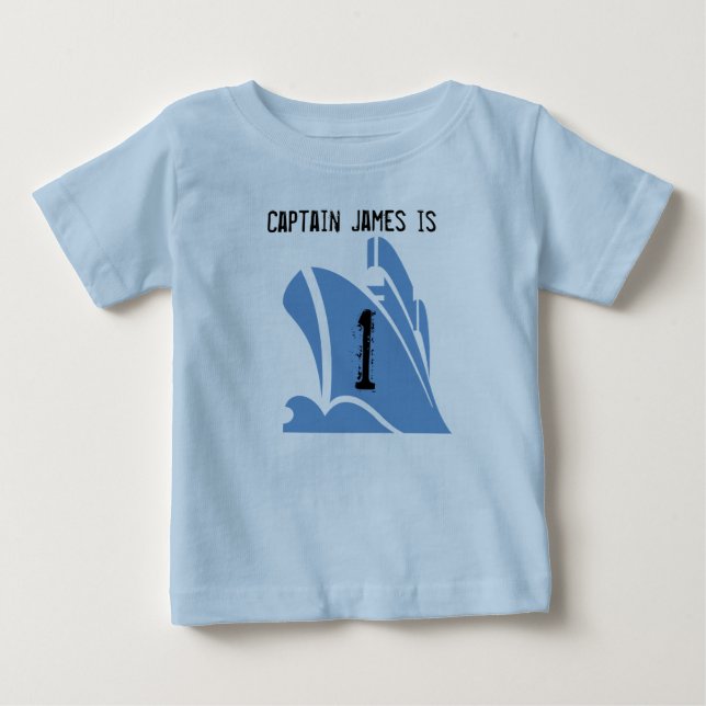 Schiffskapitän individuell anpassbares 1. Geburtst Baby T-shirt (Vorderseite)