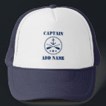 Schiffskapitän Nautical Anchor & Oars Truckerkappe<br><div class="desc">Nautical Anchor & Crossed Oars mit Personalisiertem Captain oder Boat Name Hat.</div>