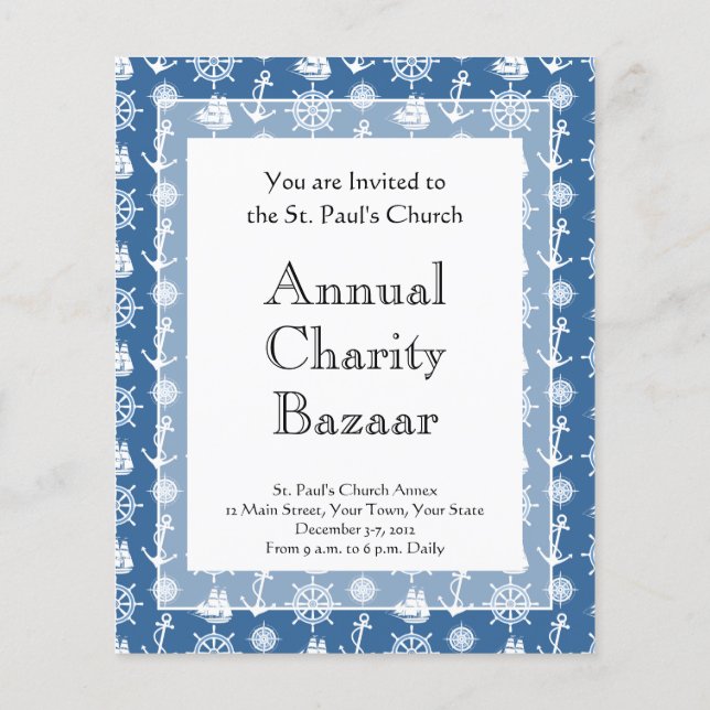 Schiffskapitän Nautical Blue und White Sailor Flyer (Hinten)