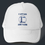 Schiffskapitän Nautical Lighthouse Truckerkappe<br><div class="desc">Nautical Lighthouse mit Personalisiertem Captain oder Boat Name Hat.</div>