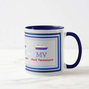 Schiffskapitän personalisiert blau erstellen tasse