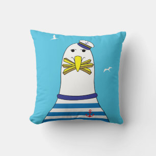Schiffskapitän Sailor Seagull Cartoon Charakter Kissen