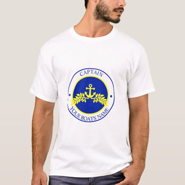 Schiffskapitän und Schiffsname T-Shirt (Vorderseite)