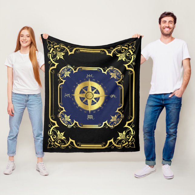 Schiffskompass, vergoldet schwarz/gold/blau fleecedecke (Beispiel)