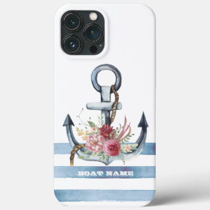 Schiffsname,Anker Blumen Streifen Case-Mate iPhone Hülle