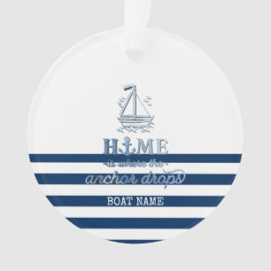 Schiffsname,Anker Meer Marine Blau Gestreift Ornament