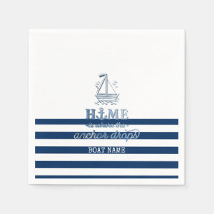 Schiffsname,Anker Meer Marine Blau Gestreift Serviette