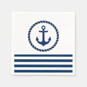 Schiffsname, Anker Navy Blau Gestreift Serviette