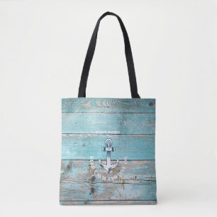 Schiffsname Anker Rustikales Holz Tasche