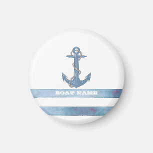 Schiffsname,Anker,Seil,Hellblaue Streifen Magnet