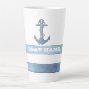 Schiffsname,Anker,Seil,Hellblaue Streifen Milchtasse