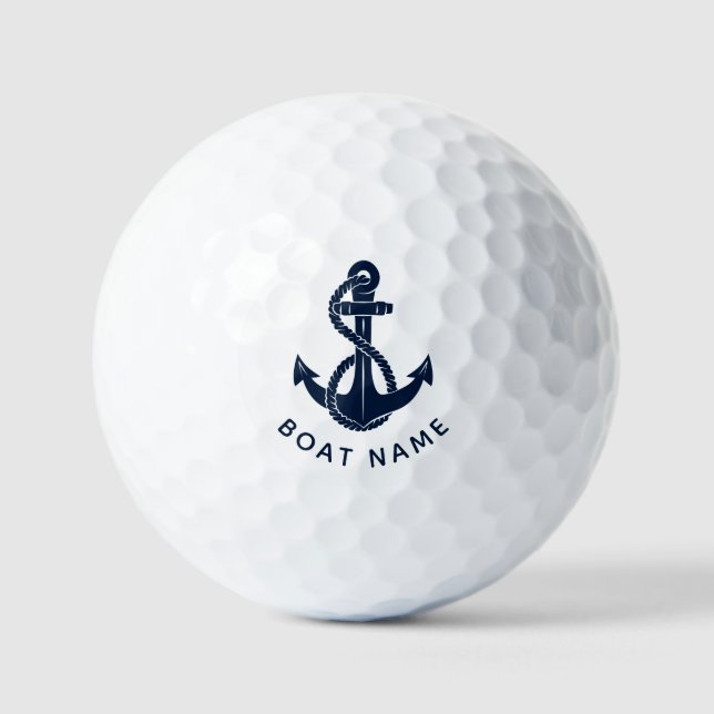 Schiffsname Crew Marineblauer Anker Custom Golfball (Vorderseite)