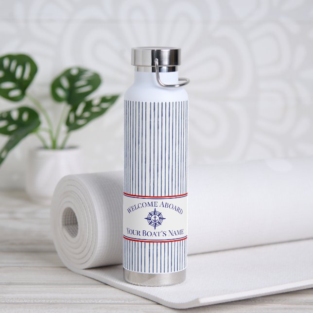 Schiffsname Kompassrose nautischer Anker Trinkflasche (Yoga)