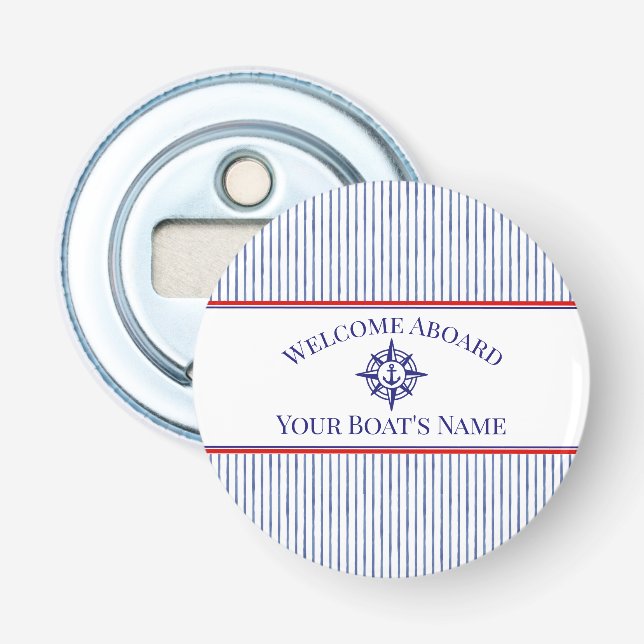 Schiffsname Nautical Kompass Knopf Flaschenöffner (Vorderseite)