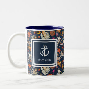 Schiffsname Navy Blau Meeresleben Nautical Anker Zweifarbige Tasse