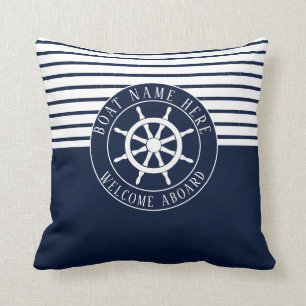 Schiffsname Navy Blau Nautisches Schiff Steuer Yac Kissen